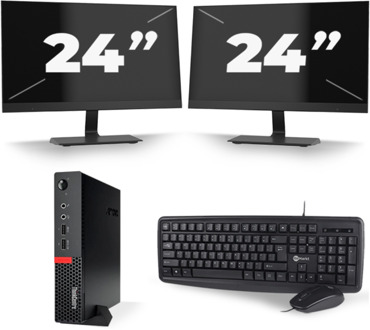 Lenovo ThinkCentre M710q USFF - Intel Core i7-6e Generatie - 16GB RAM - 256GB SSD - Windows 11 + 2x 24 inch Monitor