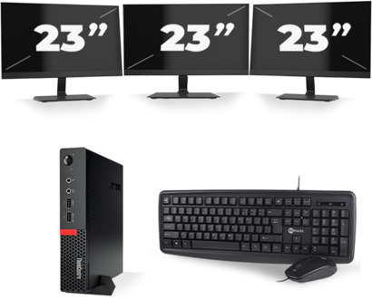 Lenovo ThinkCentre M710q USFF - Intel Core i7-6e Generatie - 16GB RAM - 256GB SSD - Windows 11 + 3x 23 inch Monitor