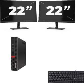 Lenovo ThinkCentre M720q USFF - Intel Core i5-8e Generatie - 8GB RAM - 256GB SSD - Windows 11 + 2x 22 inch Monitor