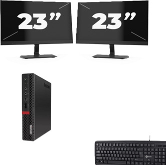 Lenovo ThinkCentre M720q USFF - Intel Core i5-8e Generatie - 8GB RAM - 256GB SSD - Windows 11 + 2x 23 inch Monitor