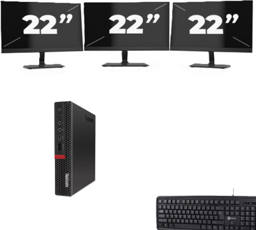 Lenovo ThinkCentre M720q USFF - Intel Core i5-8e Generatie - 8GB RAM - 256GB SSD - Windows 11 + 3x 22 inch Monitor - small