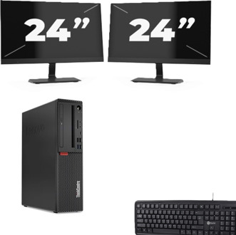 Lenovo ThinkCentre M720s SFF - Intel Core i7-9e Generatie - 8GB RAM - 256GB SSD - Windows 11 + 2x 24 inch Monitor - small