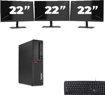 Lenovo ThinkCentre M720s SFF - Intel Core i7-9e Generatie - 8GB RAM - 256GB SSD - Windows 11 + 3x 22 inch Monitor - small