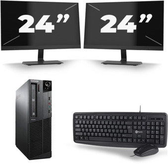 Lenovo ThinkCentre M92P SFF - Intel Core i5-3e Generatie - 8GB RAM - 256GB SSD - Windows 10 + 2x 24 inch Monitor