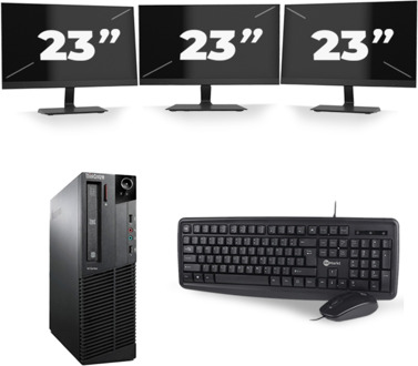 Lenovo ThinkCentre M92P SFF - Intel Core i5-3e Generatie - 8GB RAM - 256GB SSD - Windows 10 + 3x 23 inch Monitor