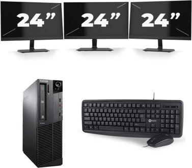 Lenovo ThinkCentre M92P SFF - Intel Core i5-3e Generatie - 8GB RAM - 256GB SSD - Windows 10 + 3x 24 inch Monitor