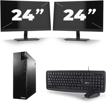 Lenovo ThinkCentre M93p USFF - Intel Core i7-4e Generatie - 16GB RAM - 256GB SSD - Windows 10 + 2x 24 inch Monitor