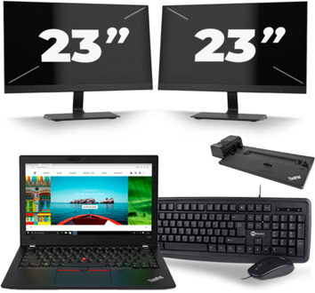 Lenovo Thinkpad A285 - AMD Ryzen 5 2500U - 12 inch - 8GB RAM - 256GB SSD - Windows 10 + 2x 23 inch Monitor