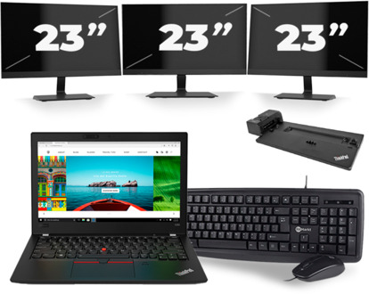 Lenovo Thinkpad A285 - AMD Ryzen 5 2500U - 12 inch - 8GB RAM - 256GB SSD - Windows 10 + 3x 23 inch Monitor - small