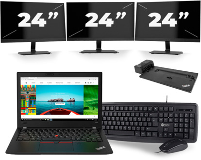 Lenovo Thinkpad A285 - AMD Ryzen 5 2500U - 12 inch - 8GB RAM - 256GB SSD - Windows 10 + 3x 24 inch Monitor - small