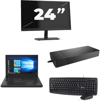 Lenovo ThinkPad A485 - AMD Ryzen 5 2500U - 14 inch - 8GB RAM - 256GB SSD - Windows 10 + 1x 24 inch Monitor - small