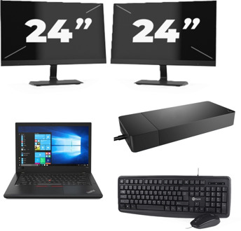 Lenovo ThinkPad A485 - AMD Ryzen 5 2500U - 14 inch - 8GB RAM - 256GB SSD - Windows 10 + 2x 24 inch Monitor - small