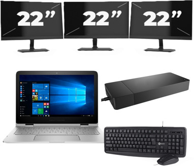 Lenovo Thinkpad E14 G2 - Intel Core i3-11e Generatie - 14 inch - 8GB RAM - 256GB SSD - Windows 11 Home + 3x 22 inch Monitor