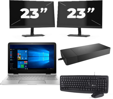 Lenovo Thinkpad E14 G2 - Intel Core i7-11e Generatie - 14 inch - 8GB RAM - 256GB SSD - Windows 11 Home + 2x 23 inch Monitor Preto - small