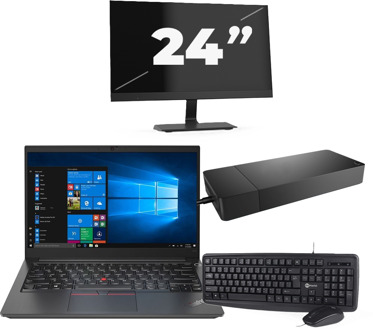 Lenovo ThinkPad E14 Gen 2 - Intel Core i3-11e Generatie - 14 inch - 16GB RAM - 256GB SSD - Windows 11 Home + 1x 24 inch Monitor