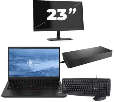 Lenovo ThinkPad E14 - Intel Core i3-10e Generatie - 14 inch - 8GB RAM - 256GB SSD - Windows 11 + 1x 23 inch Monitor - small