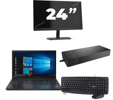 Lenovo ThinkPad E15 - Intel Core i3-10e Generatie - 15 inch - 8GB RAM - 256GB SSD - Windows 11 + 1x 24 inch Monitor - small
