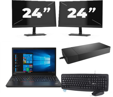 Lenovo ThinkPad E15 - Intel Core i3-10e Generatie - 15 inch - 8GB RAM - 256GB SSD - Windows 11 + 2x 24 inch Monitor - small