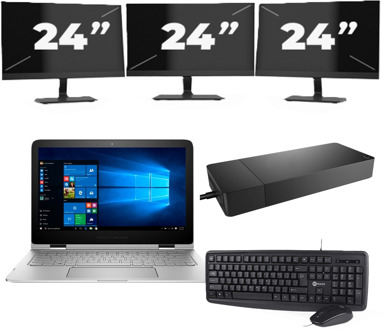 Lenovo ThinkPad L13 G2 - Intel Core i3-11e Generatie - 13 inch - 8GB RAM - 256GB SSD - Windows 11 Home + 3x 24 inch Monitor Zwart - small