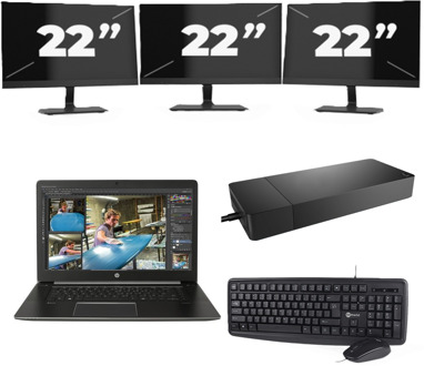 Lenovo Thinkpad L13 G3 - Intel Core i5-13e Generatie - 13 inch - 16GB RAM - 256GB SSD - Windows 11 Home + 3x 22 inch Monitor