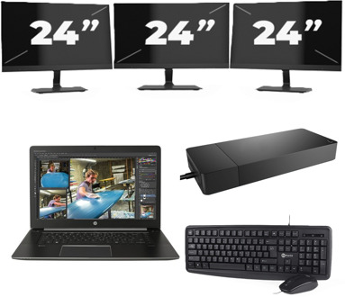 Lenovo Thinkpad L13 G3 - Intel Core i5-13e Generatie - 13 inch - 16GB RAM - 256GB SSD - Windows 11 Home + 3x 24 inch Monitor