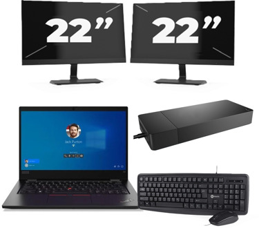 Lenovo ThinkPad L13 Gen 2 - Intel Core i3-11e Generatie - 13 inch - 8GB RAM - 256GB SSD - Windows 11 + 2x 22 inch Monitor
