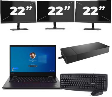 Lenovo ThinkPad L13 Gen 2 - Intel Core i3-11e Generatie - 13 inch - 8GB RAM - 256GB SSD - Windows 11 + 3x 22 inch Monitor