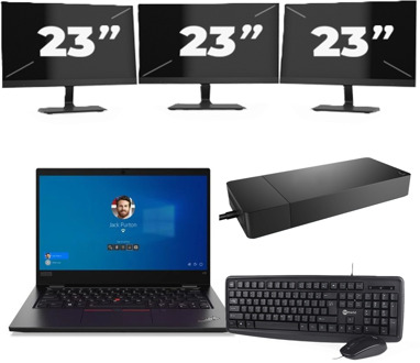 Lenovo ThinkPad L13 Gen 2 - Intel Core i5-11e Generatie - 13 inch - 8GB RAM - 256GB SSD - Windows 11 + 3x 23 inch Monitor