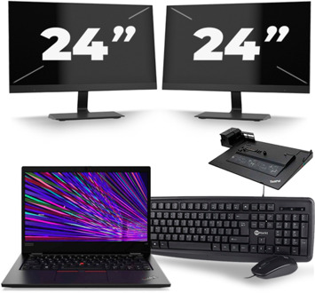 Lenovo ThinkPad L13 - Intel Core i3-10e Generatie - 13 inch - 4GB RAM - 256GB SSD - Windows 11 + 2x 24 inch Monitor