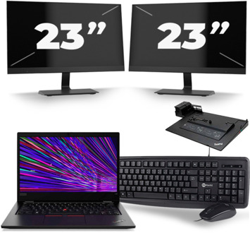 Lenovo ThinkPad L13 - Intel Core i5-10e Generatie - 13 inch - 8GB RAM - 256GB SSD - Windows 11 Home + 2x 23 inch Monitor