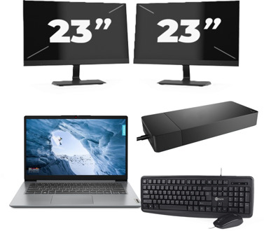 Lenovo ThinkPad L14 Gen 1 - Intel Core i5-10e Generatie - 14 inch - 8GB RAM - 256GB SSD - Windows 11 Home + 2x 23 inch Monitor Preto - small