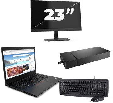 Lenovo ThinkPad L14 Gen 2 - Intel Core i5-11e Generatie - 14 inch - 16GB RAM - 256GB SSD - Windows 11 Home + 1x 23 inch Monitor