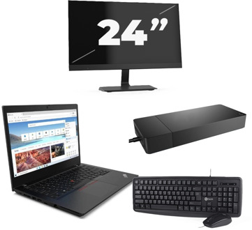 Lenovo ThinkPad L14 Gen 2 - Intel Core i5-11e Generatie - 14 inch - 8GB RAM - 256GB SSD - Windows 11 Home + 1x 24 inch Monitor