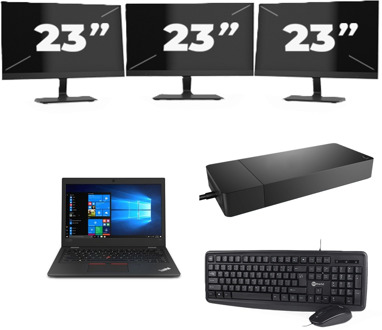 Lenovo ThinkPad L390 - Intel Core i3-8e Generatie - 13 inch - 8GB RAM - 256GB SSD - Windows 11 + 3x 23 inch Monitor