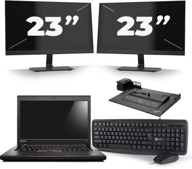Lenovo ThinkPad L460 - Intel Core i5-6e Generatie - 14 inch - 8GB RAM - 240GB SSD - Windows 11 + 2x 23 inch Monitor