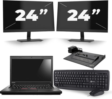 Lenovo ThinkPad L460 - Intel Core i5-6e Generatie - 14 inch - 8GB RAM - 240GB SSD - Windows 11 + 2x 24 inch Monitor