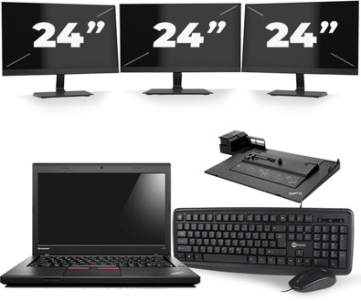 Lenovo ThinkPad L460 - Intel Core i5-6e Generatie - 14 inch - 8GB RAM - 240GB SSD - Windows 11 + 3x 24 inch Monitor