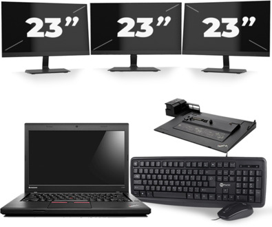 Lenovo ThinkPad L460 - Intel Core i5-6e Generatie - 14 inch - 8GB RAM - 256GB SSD - Windows 11 + 3x 23 inch Monitor