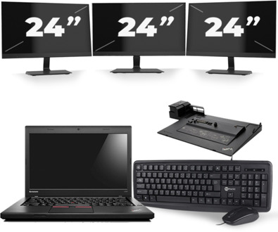 Lenovo ThinkPad L460 - Intel Core i5-6e Generatie - 14 inch - 8GB RAM - 256GB SSD - Windows 11 + 3x 24 inch Monitor