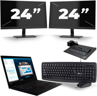 Lenovo ThinkPad L490 - Intel Core i5-8e Generatie - 14 inch - 8GB RAM - 256GB SSD - Windows 11 + 2x 24 inch Monitor - small