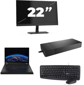 Lenovo ThinkPad P53 - Intel Core i7-9e Generatie - 15 inch - 8GB RAM - 256GB SSD - Windows 11 Home + 1x 22 inch Monitor