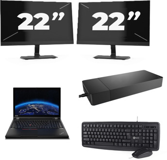 Lenovo ThinkPad P53 - Intel Core i7-9e Generatie - 15 inch - 8GB RAM - 256GB SSD - Windows 11 Home + 2x 22 inch Monitor - small