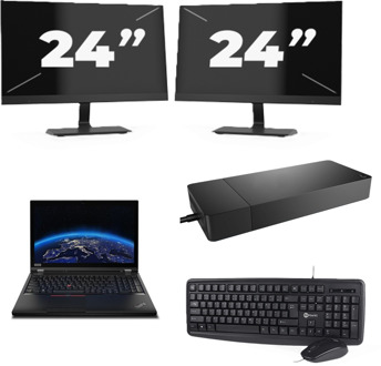Lenovo ThinkPad P53 - Intel Core i7-9e Generatie - 15 inch - 8GB RAM - 256GB SSD - Windows 11 Home + 2x 24 inch Monitor