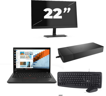 Lenovo ThinkPad T14 Gen 2 - Intel Core i5-11e Generatie - 14 inch - 16GB RAM - 256GB SSD - Windows 11 Home + 1x 22 inch Monitor