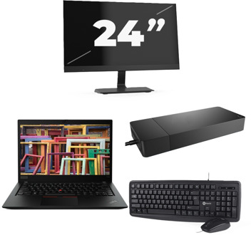 Lenovo ThinkPad T14s Gen 1 - Intel Core i7-10e Generatie - 14 inch - 16GB RAM - 256GB SSD - Windows 11 Home + 1x 24 inch Monitor