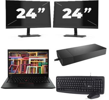 Lenovo ThinkPad T14s Gen 1 - Intel Core i7-10e Generatie - 14 inch - 16GB RAM - 256GB SSD - Windows 11 Home + 2x 24 inch Monitor