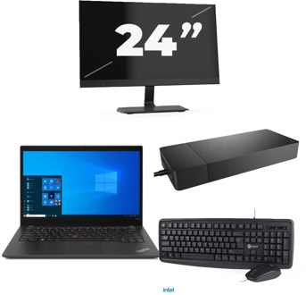 Lenovo ThinkPad T14s - Intel Core i7-10e Generatie - 14 inch - 32GB RAM - 256GB SSD - Windows 11 Home + 1x 24 inch Monitor