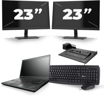 Lenovo ThinkPad T440s - Intel Core i5-4e Generatie - 14 inch - 8GB RAM - 240GB SSD - Windows 11 + 2x 23 inch Monitor