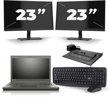 Lenovo ThinkPad T460 - Intel Core i3-6e Generatie - 14 inch - 8GB RAM - 240GB SSD - Windows 11 + 2x 23 inch Monitor