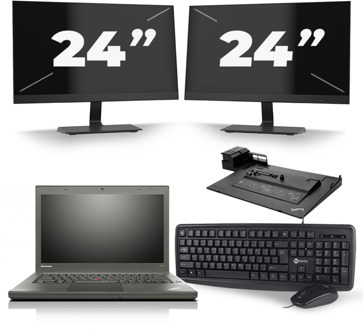 Lenovo ThinkPad T460 - Intel Core i5-6e Generatie - 14 inch - 8GB RAM - 240GB SSD - Windows 11 + 2x 24 inch Monitor